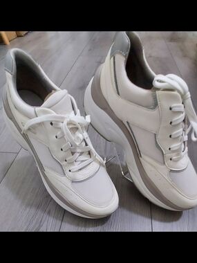 Women’s White and Light Gray Platform Sneakers